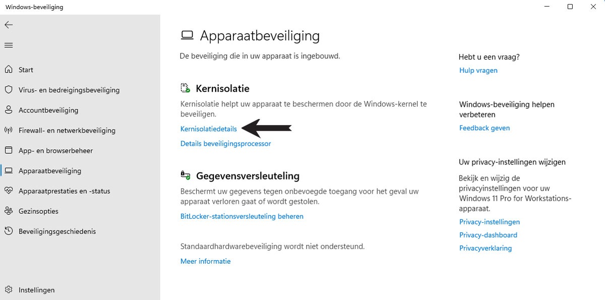 Geheugenintegriteit Beheren in Windows 11