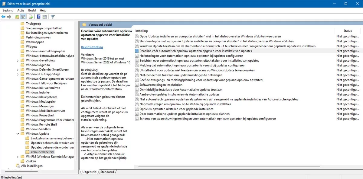 | SoftwareGeeknl Deadline Opgeven Vóór Automatisch Opnieuw Opstarten Voor Update installatie