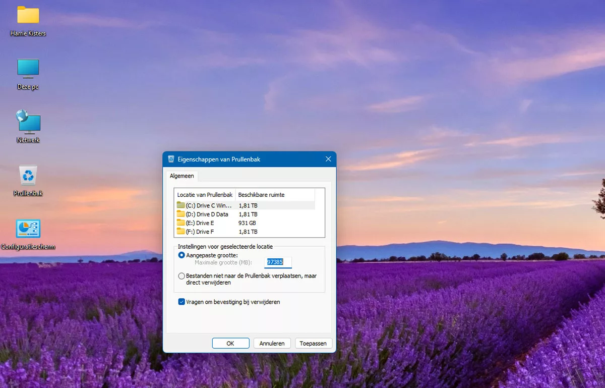| SoftwareGeeknl Prullenbak Grootte