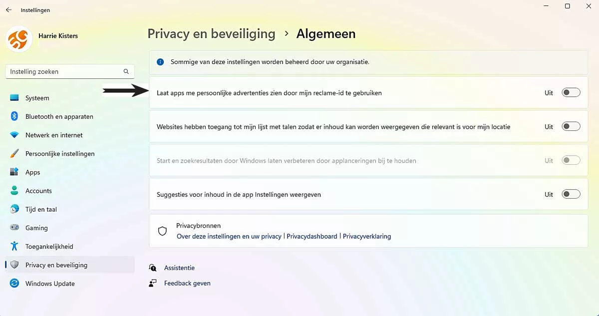 Advertentie Id Uitzetten