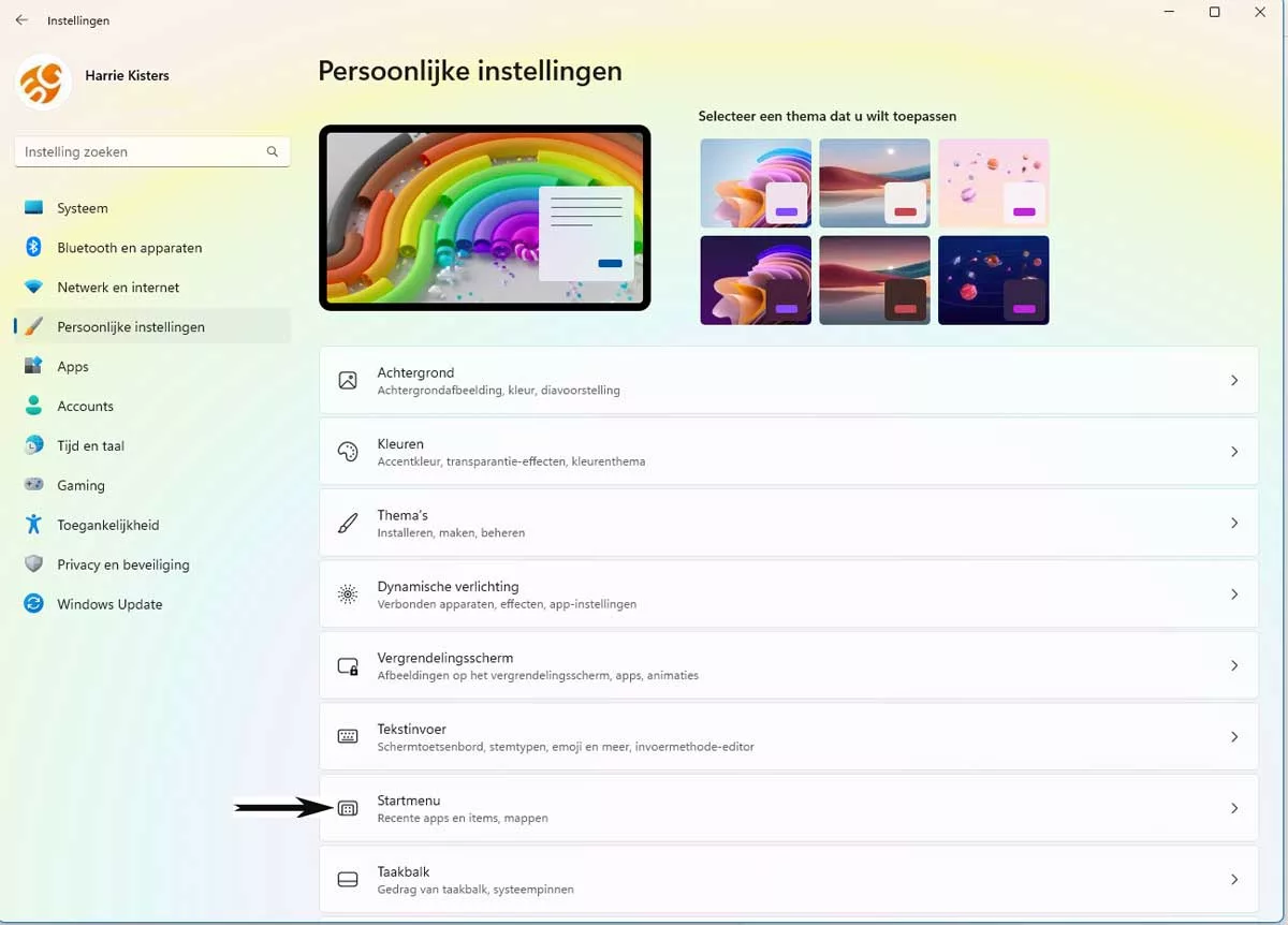 Startmenu