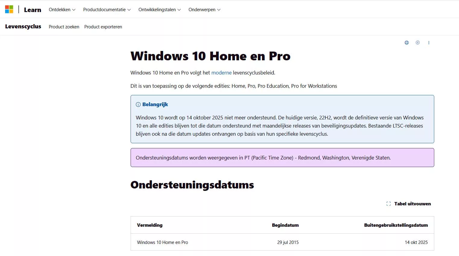 | softwaregeeknl Einde Ondersteuning