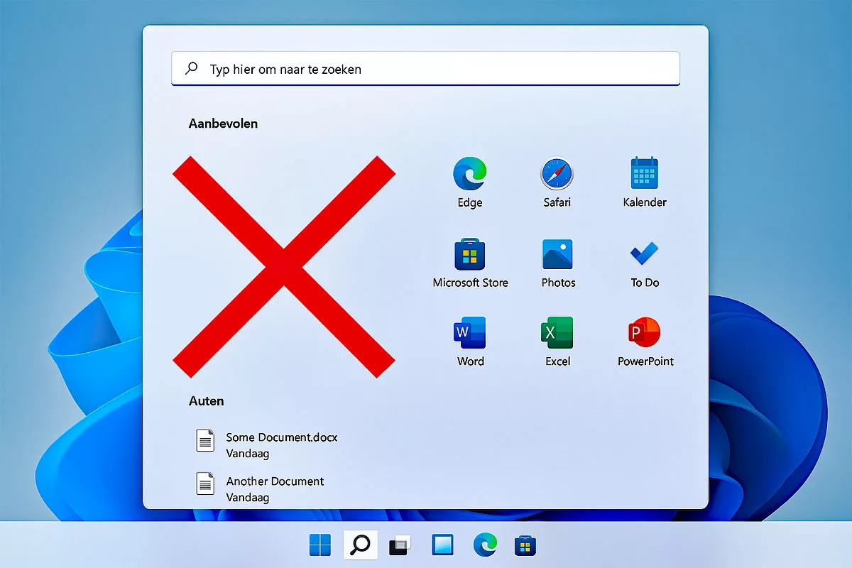 Aanbevolen Bestanden Uitgeschakeld